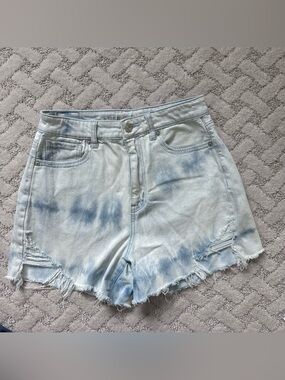 American Eagle Outfitters Light Blue Tie-Dye Denim Cutoff Shorts